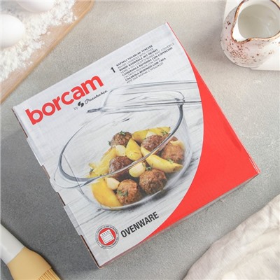 Форма для запекания из жаропрочного стекла Borcam, 1,5 л, с крышкой
