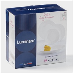 Сервиз столовый Luminarc HARENA, 18 предметов, d=25/23.5/19 см, стеклокерамика, белый