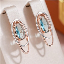 Серьги с голубым камнем, покрытие позолота 585 пробы,H1449, арт.212.034