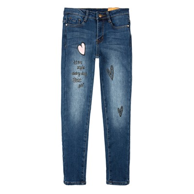 Брюки текстильные джинсовые утепленные флисом для девочек