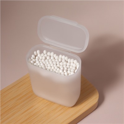 Органайзер для ватных палочек, с крышкой, 7.5×4×9 см, белый/полупрозрачный