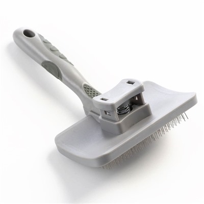 Пуходёрка увеличенная, 10.5×16.5 см, с самоочисткой, без капель, пластик, серая