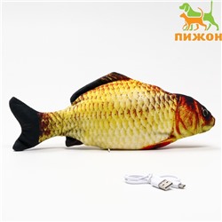 Игрушка для кошек «Карась» с двигающимся хвостом и с USB-зарядкой, 28 см