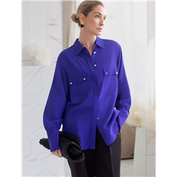 Блузка из премиальной вискозы и лиоцелла с удлиненным манжетом