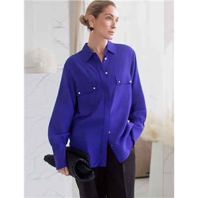 Блузка из премиальной вискозы и лиоцелла с удлиненным манжетом