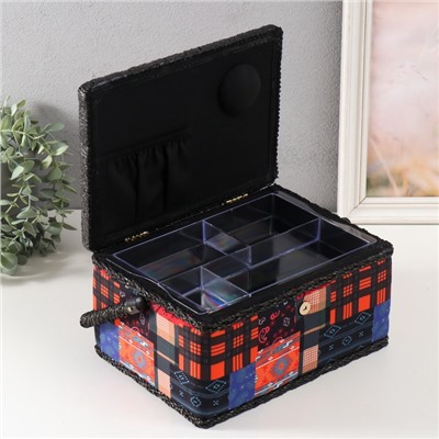 Шкатулка для рукоделия и шитья «Пэчворк. Узоры», хранение ниток, иголок, мелочи, 19×26×14.5 см