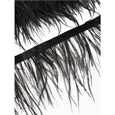 Перья декоративные на ленте, чёрные, 10 м ± 0.5 м, шир 8-10 см