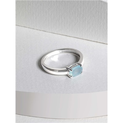 Кольцо из серебра с натуральным бирюзовым халцедоном родированное 925 пробы К-0103-52-09