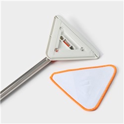 Окномойка фигурная Raccoon, стальная ручка, 2 секции, 102 см, насадка из микрофибры 20×15 см