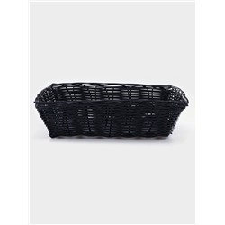Корзинка для фруктов и хлеба Доляна «Плетёнка», 24×24×6.5 см, пластик, плетёная, чёрная
