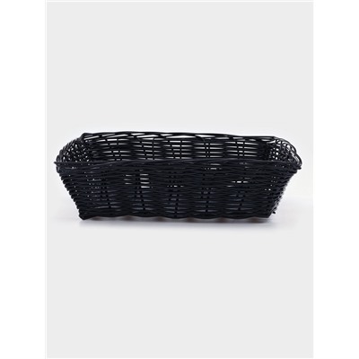Корзинка для фруктов и хлеба Доляна «Плетёнка», 24×24×6.5 см, пластик, плетёная, чёрная