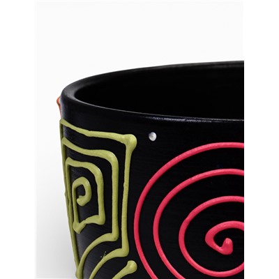 Горшок для цветов «Радуга», керамический, с поддоном, 2.6 л, коричневый с орнаментом