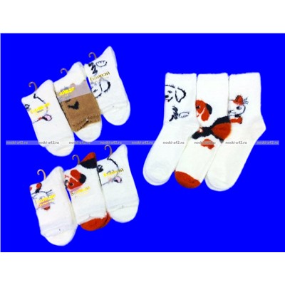 5 ПАР - Байвей термоноски женские ангора НОРКА ШЕРСТЬ "Мордочки" арт. 3561