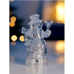 Световая фигура «Снеговик», 13 см, 1 LED, от батареек LR44×3, свечение тёплое белое