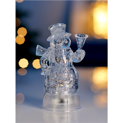 Световая фигура «Снеговик», 13 см, 1 LED, от батареек LR44×3, свечение тёплое белое