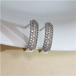 Серьги дорожка ювелирная бижутерия, покрытие посеребрение, вставка: фианиты, цвет: прозрачный, арт.213.593