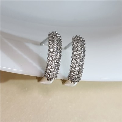 Серьги дорожка ювелирная бижутерия, покрытие посеребрение, вставка: фианиты, цвет: прозрачный, арт.213.593