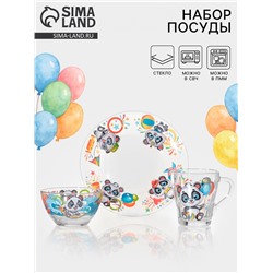 Набор посуды Декостек «Давай поиграем», 3 предмета, стекло, прозрачный