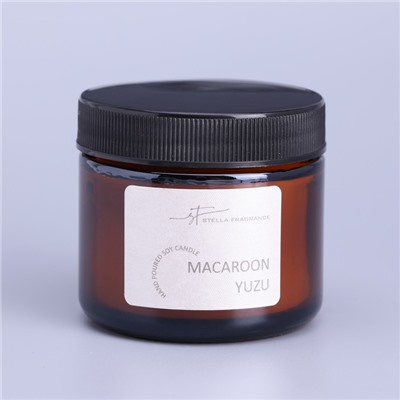 Ароматическая свеча в банке Macaroon yuzu, соевый воск, 50 г, печенье и юзу