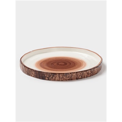 Тарелка Magistro Wood, d=20 см, фарфор, коричневый