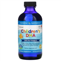 Nordic Naturals, ДГК для детей от 1 до 6 лет, со вкусом клубники, 530 мг, 237 мл (8 жидк. унций)