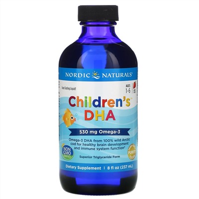 Nordic Naturals, ДГК для детей от 1 до 6 лет, со вкусом клубники, 530 мг, 237 мл (8 жидк. унций)