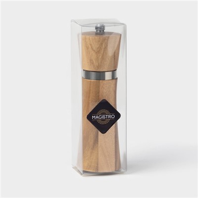 Мельница для специй Magistro Wooden, 5×16.5 см, керамический механизм, коричневая