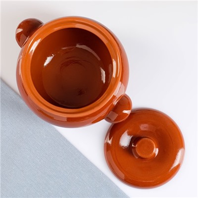 Жаровня Кунгурская керамика «Стандарт», 2 л, с ручками, керамика, коричневая