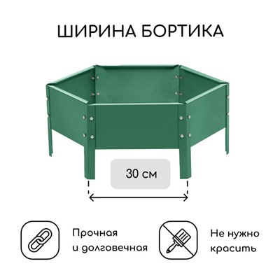 Клумба оцинкованная, d=60 см, высота бортика 15 см, зелёная, Greengo