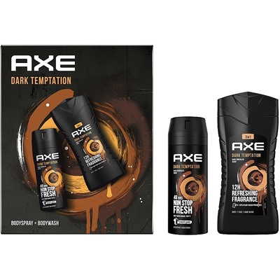 Набор подарочный AXE Dark Temptation 2 предмета ( Гель для душа 250мл и дезодорант аэрозоль 150мл) в коробке