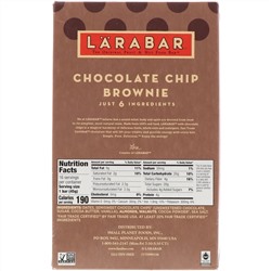 Larabar, The Original Fruit & Nut Food Bar, Chocolate Chip Brownie, 16 Bars, 1.6 oz (45 g) Each