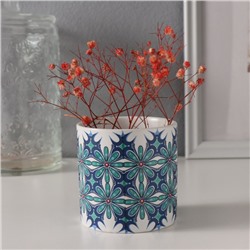 Вазон керамика «Голубые цветы» 200 мл 7.3×7.3×7.3 см