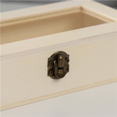 Шкатулка для росписи дерево со стеклом «Прямоугольная», для творчества, декора, замок пряжка, 18.5×9×4.5 см