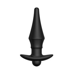 Черная перезаряжаемая анальная пробка №08 Cone-shaped butt plug - 13,5 см.
