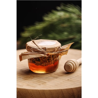 Мед с пыльцой / 110 гр / стеклобанка / Сладкий аромат