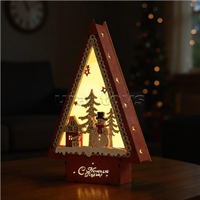 Новогоднее украшение "Домик со светом. Снеговик" в пакете