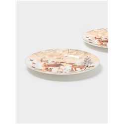 Набор тарелок новогодних «Лесное чудо», 2 шт., d=25.5 см, керамика, подарочная упаковка, бежевый