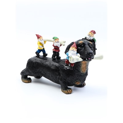 Садовая фигура из полистоуна «Такса с гномами», 20×9×15 см