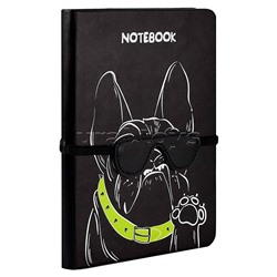 Записная книжка А6+ "Бульдог" кожзам:  126x174 мм, твёрдый переплёт