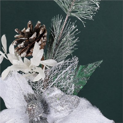 Цветок декоративный Пуансеттия 44 см белая / GLX01-2422 /уп 480/