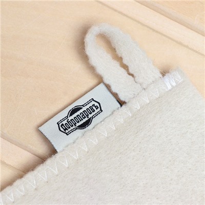 Рукавица для бани и сауны, с вышивкой, белая, «Добропаровъ»