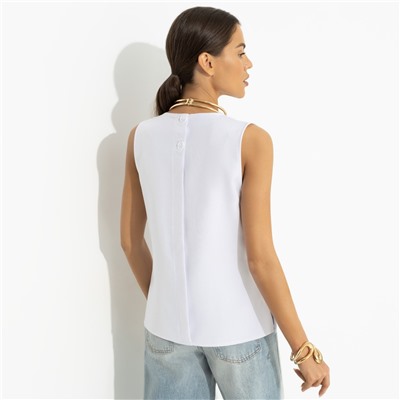 Блуза с декоративными защипами, Счастье с тобой (белая)