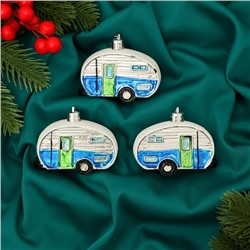 Ёлочные игрушки 3 шт., «Зимнее волшебство, Фургончики» пластик, 4×7 см, синий