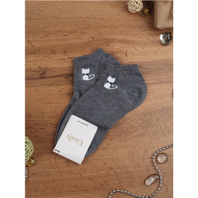 Носки р. 35-40 Кошка короткие / L802 /уп 10/500/1200/ ОДНА ПАРА/ МАРКА