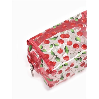 Косметичка женская Cherry, для бассейна, на молнии, прозрачная, красная