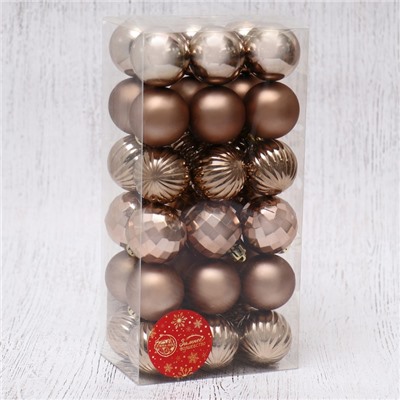 Ёлочные игрушки «Диско ассорти», шары новогодние, d=4 см, набор 36 шт., коричневый
