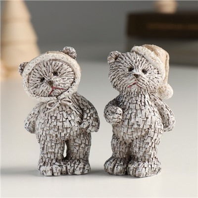 Фигурка полистоун «Мишка в шапке; колпаке, стоит», серый, 4×3×7 см, МИКС