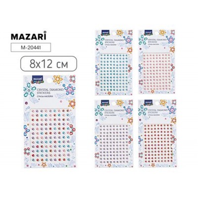 Наклейки-стразы пластиковые 8х12 см, 4 дизайна M-20441 Mazari