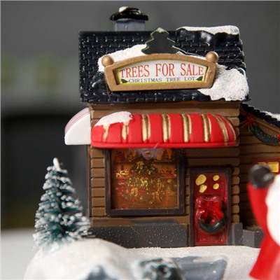 Светодиодная фигура «Поезд и Дед Мороз» 20×20×16 см, полистоун, батарейки ААх3 (не в комплекте), USB, свечение тёплое белое