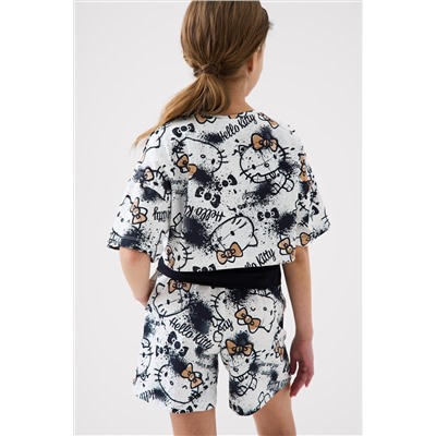 Комплект трикотажный для девочек: фуфайка (футболка), топ, шорты PLAYTODAY, 1240137